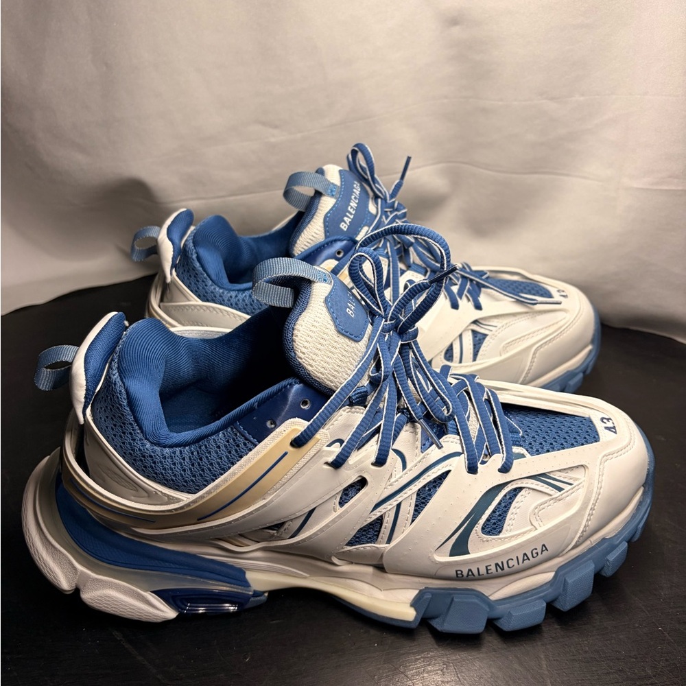 Balenciaga Tracks Blue and White Athletic Shoes